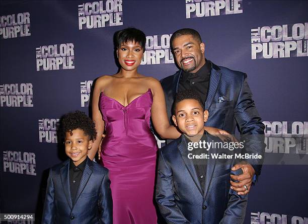 Jennifer Hudson, David Otunga, David Otunga Jr and Troy attend the Broadway Opening Night Performance After Party for 'The Color Purple' at...