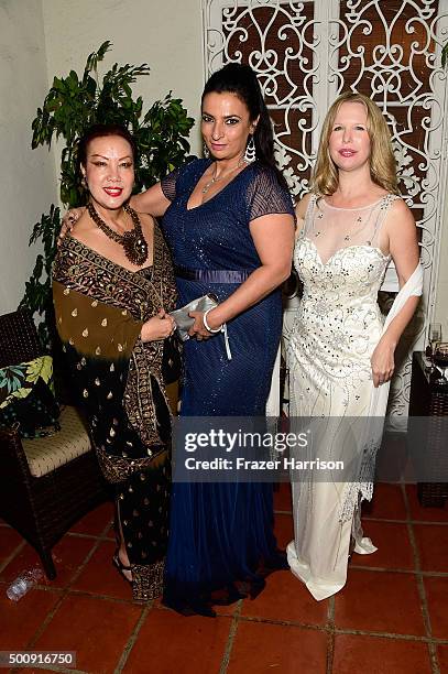 Designer Sue Wong, acrtress Alice Amter, CEO/Editor-in-Chief of Avant Garde Magazine Michelle Long, attend A British Winter WonderLand uKares awards...