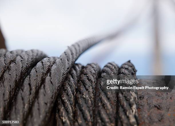 steel wire rope cable closeup - wire rope stock pictures, royalty-free photos & images