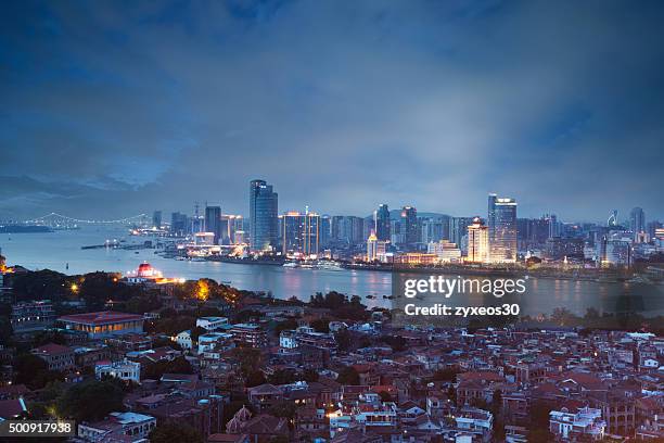 china,fujian province,xiamen cityscape,high angle view. - fujian province fotografías e imágenes de stock