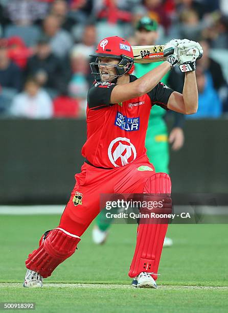 Cameron White of the Renegades bats during the Big Bash League exhibition match between the Melbourne Stars and the Melbourne Renegades at Simonds...