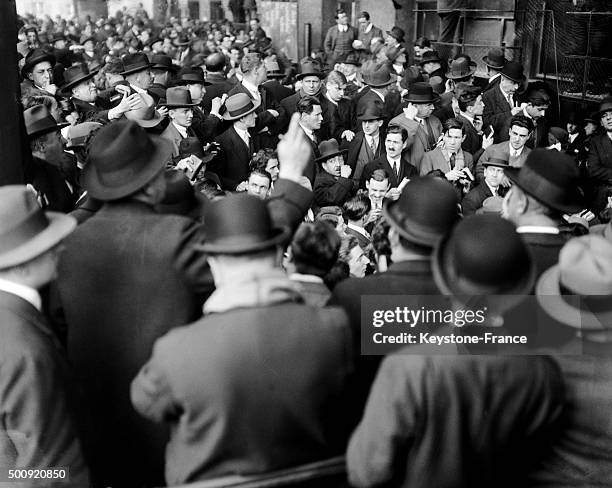 Paris Stock Exchange stockbrokers in 1927 in Paris, France.