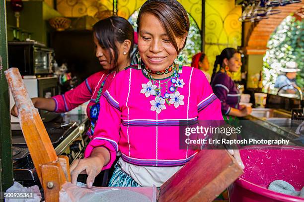wixaritari women in making tortillas - indian food bildbanksfoton och bilder