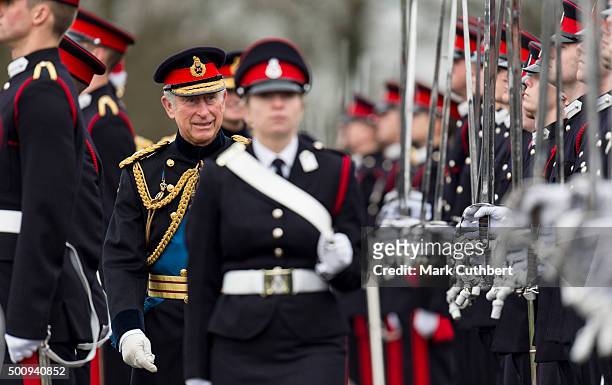 Prince Charles, Prince of Wales represents Her Majesty The Queen at the Sovereign's Parade at Royal Military Academy Sandhurst on December 11, 2015...
