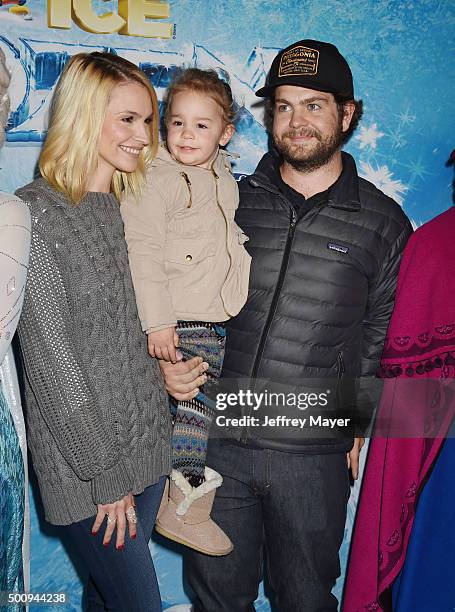 Lisa Osbourne, Pearl Osbourne and Jack Osbourne arrive at the premiere of Disney On Ice's 'Frozen' at Staples Center on December 10, 2015 in Los...