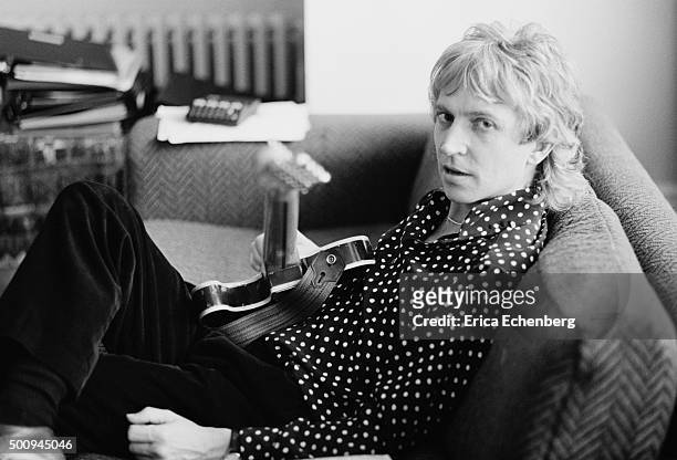 Andy Summers of The Police, at home in Putney, London, United Kingdom, 1982.