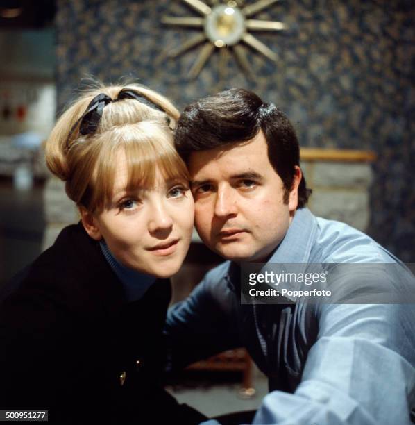 English actors Rodney Bewes and Julia Foster pictured together on the set of the television drama series 'Armchair Theatre - Night Before The Morning...