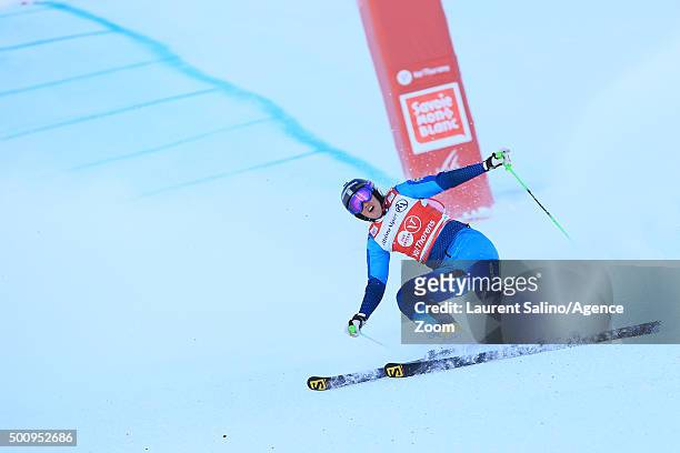 Anna Holmlund of Sweden takes 1st place during the FIS Freestyle Ski World Cup, Men's and Women's Ski Cross on December 11, 2015 in Val Thorens,...