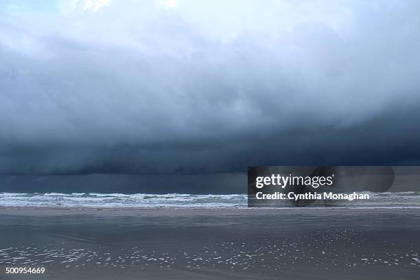 Dark and stormy beach in Central Florida as Tropical Storm / Hurricane Arthur churns off the coast on July 2, 2014