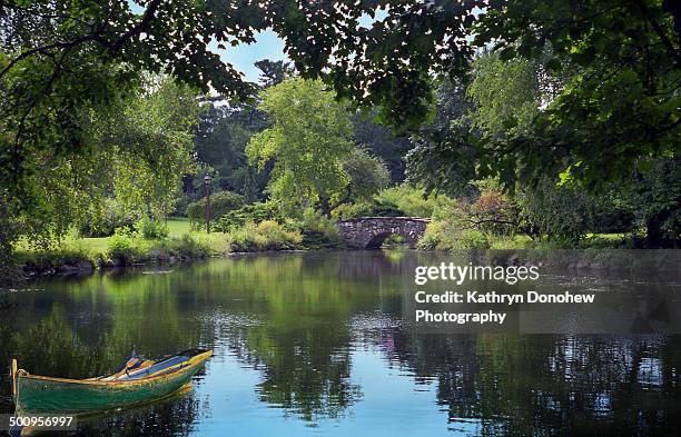 boat on binney park lake - greenwich stock-fotos und bilder