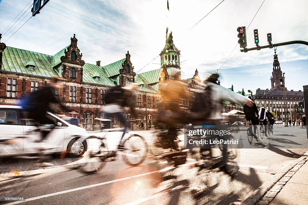 People cycling in Copenhagen