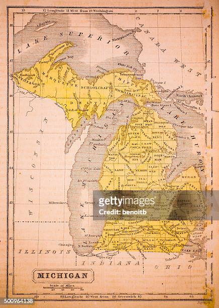 michigan 1852 map - lake erie 幅插畫檔、美工圖案、卡通及圖標