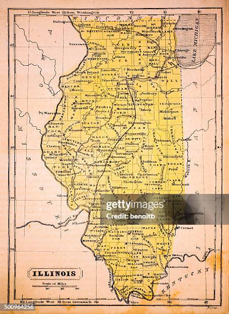 illinois 1852 map - illinois stock illustrations