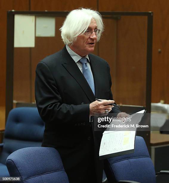 Attorney Thomas Mesereau speaks in court during the Marion "Suge" Knight court appearance at the Clara Shortridge Foltz Criminal Justice Center on...