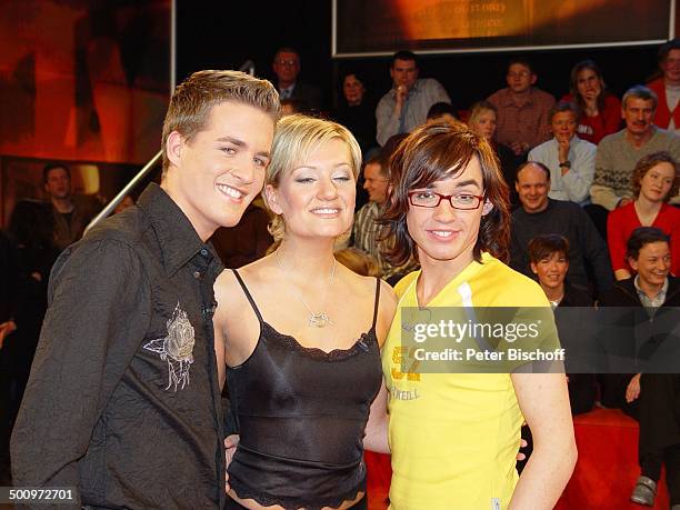 Finalisten vom RTL-Wettbewerb "Deutschland sucht den Superstar", Alexander Klaws, Juliette Schoppmann, und Daniel Küblböck, , RTL-Magazin "Stern TV",...