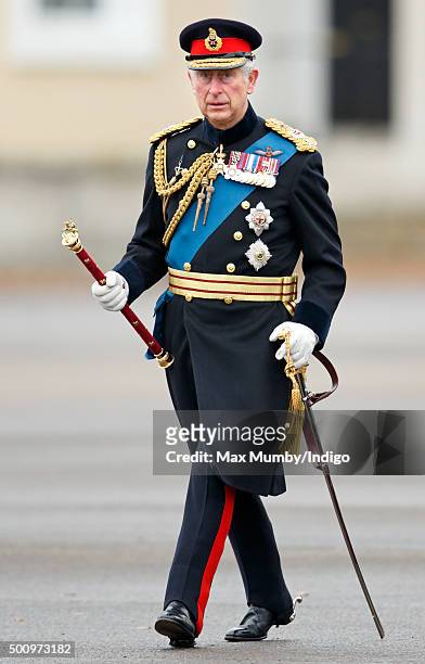 Prince Charles, Prince of Wales inspects the Officer Cadets as he represents Queen Elizabeth II during the Sovereign's Parade at the Royal Military...
