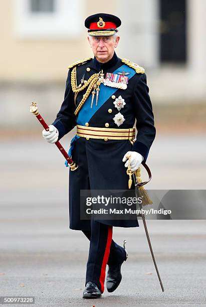 Prince Charles, Prince of Wales inspects the Officer Cadets as he represents Queen Elizabeth II during the Sovereign's Parade at the Royal Military...