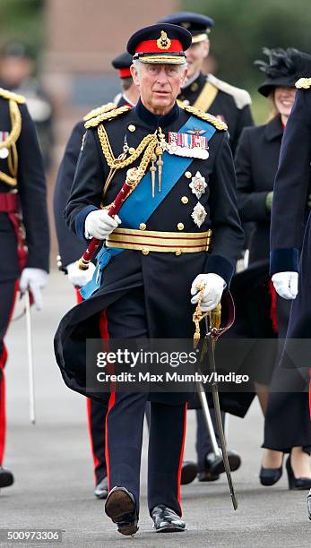 Prince Charles, Prince of Wales represents Queen Elizabeth II during the Sovereign's Parade at the Royal Military Academy Sandhurst on December 11,...