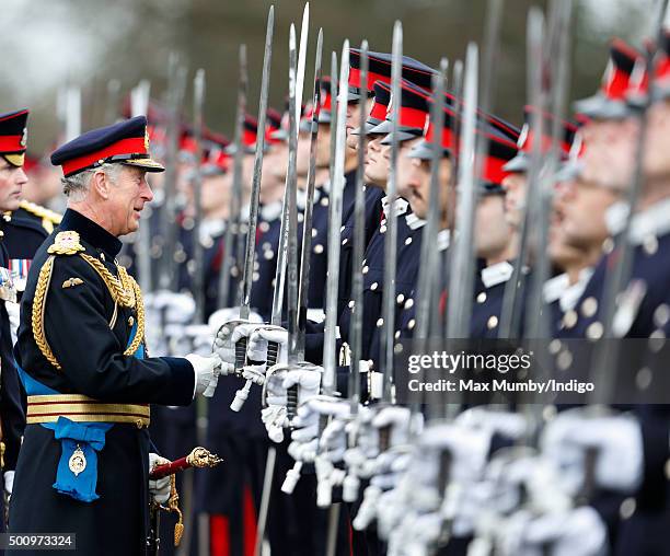 Prince Charles, Prince of Wales inspects the Officer Cadets as he represents Queen Elizabeth II during the Sovereign's Parade at the Royal Military...