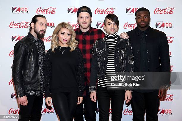 Avi Kaplan, Kirstie Maldonado, Scott Hoying, Mitch Grassi and Kevin Olusola of Pentatonix attend Z100's Jingle Ball 2015 - Z100 & Coca-Cola All...