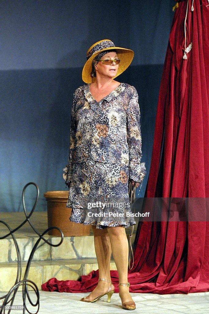 Grit Boettcher, Theaterkomödie: 'Willkommen im Club', Düsseldorf, 28.08.2003, 'Theater an der Kö', Schauspielerin, Auftritt, Bühne, Kostüm, Verkleidun