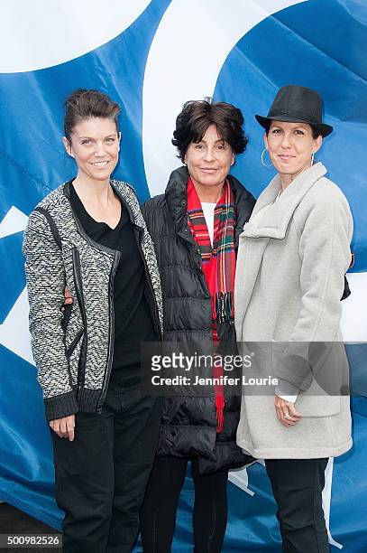 Lambert, Tina Sinatra, and Amanda Erlinger attend the Sinatra 100 Flag-Raising at the Capitol Records Building on December 11, 2015 in Los Angeles,...