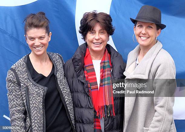 Lambert, Tina Sinatra and Amanda Erlinger attend the Sinatra 100 Flag-Raising at Capitol Records Building on December 11, 2015 in Los Angeles,...