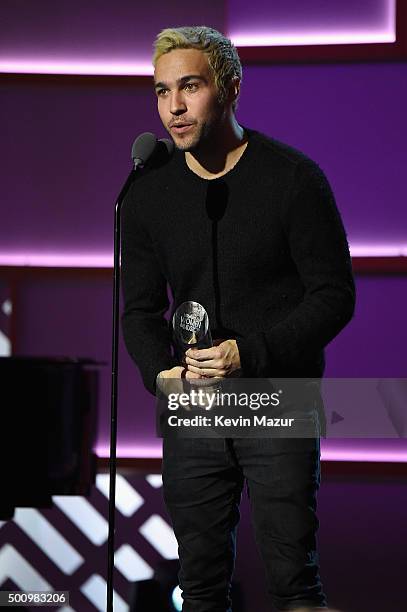 Pete Wentz speaks onstage during Billboard Women In Music 2015 on Lifetime at Cipriani 42nd Street on December 11, 2015 in New York City.