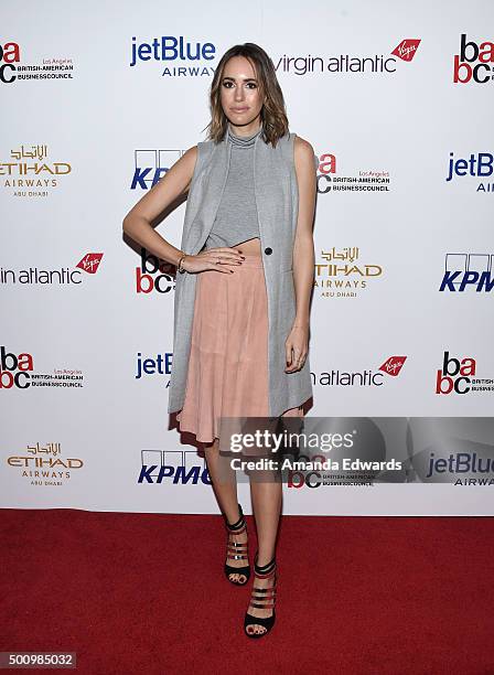 Fashion journalist Louise Roe arrives at the BABC LA 56th Annual Christmas Luncheon at the Fairmont Miramar Hotel on December 11, 2015 in Santa...