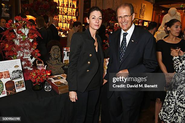 Mary McCartney and Edouard Ettedgui, Group Chief Executive of Mandarin Oriental Hotel Group, attend a champagne reception to celebrate the launch of...