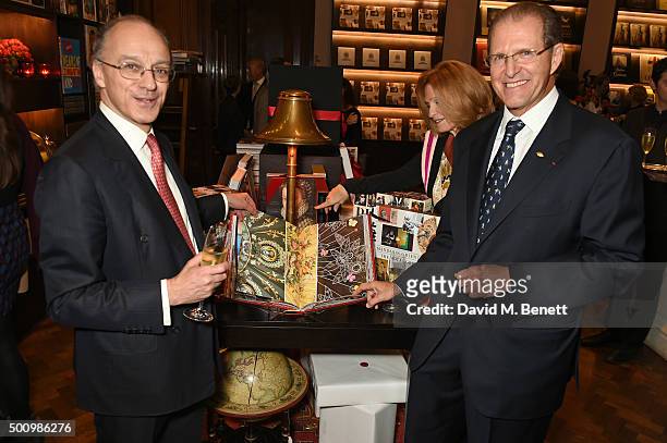 Lord James Sassoon and Edouard Ettedgui, Group Chief Executive of Mandarin Oriental Hotel Group, attend a champagne reception to celebrate the launch...