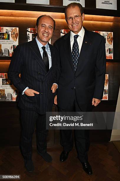 Prosper Assouline and Edouard Ettedgui, Group Chief Executive of Mandarin Oriental Hotel Group, attend a champagne reception to celebrate the launch...