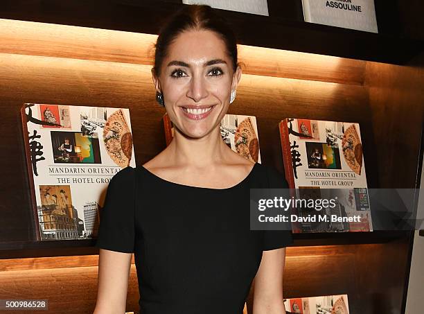 Caterina Murino attends a champagne reception to celebrate the launch of "Mandarin Oriental: The Book" by Assouline at Maison Assouline on December...