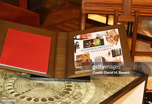 Genearl view of the atmosphere at a champagne reception to celebrate the launch of "Mandarin Oriental: The Book" by Assouline at Maison Assouline on...