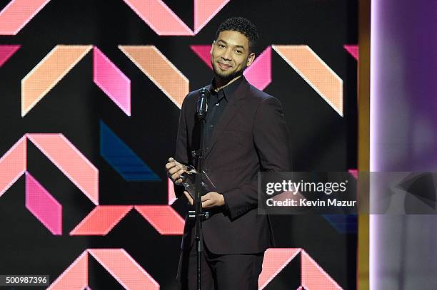 Jussie Smollett speaks onstage during Billboard Women In Music 2015 on Lifetime at Cipriani 42nd Street on December 11, 2015 in New York City.