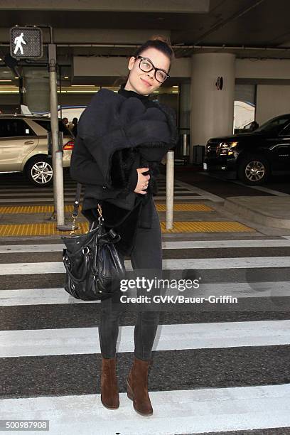 Scarlett Byrne is seen at LAX on December 11, 2015 in Los Angeles, California.