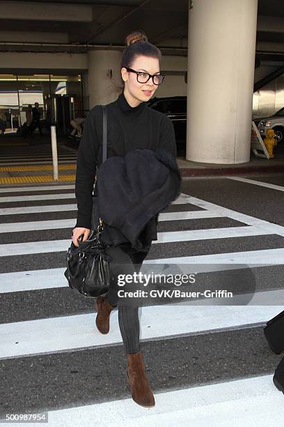 Scarlett Byrne is seen at LAX on December 11, 2015 in Los Angeles, California.