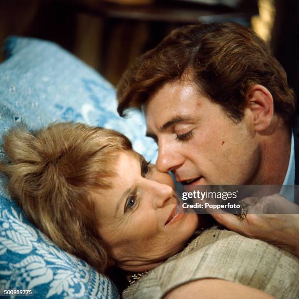 English actress Ann Todd pictured in a scene with British actor John Ronane in the television drama 'Love Story - Phyllis Hammond Died Here' in 1966.