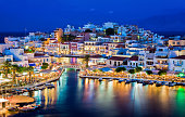 Agios Nikolaos at night. Crete, Greece