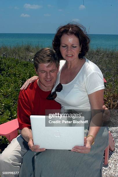 Eva Kummeth, Ehemann Horst Hummeth, am Rande der Dreharbeiten zum ZDF-Film "Florida-Träume", Insel Cap Captiva, Fort Myers, USA, Amerika, Urlaub,...