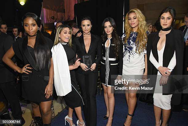 Normani Kordei, Ally Brooke Hernandez, Demi Lovato, Camila Cabello, Dinah Jane, and Lauren Jauregui attend Billboard Women In Music 2015 on Lifetime...