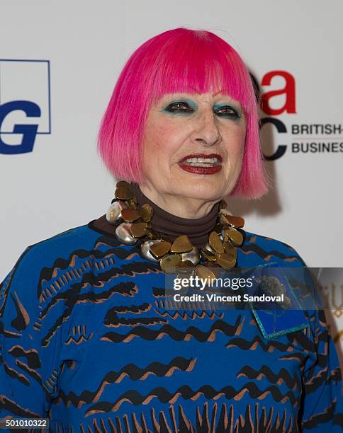 Designer Zandra Rhodes attends the BABC LA 56th Annual Christmas Luncheon at Fairmont Miramar Hotel on December 11, 2015 in Santa Monica, California.