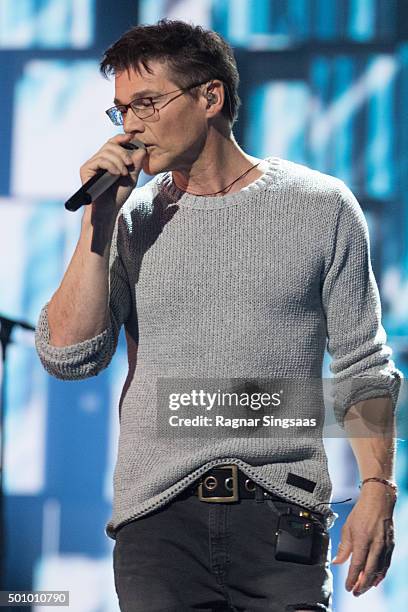 Morten Harket of A-ha performs during Nobel Peace Prize concert at Telenor Arena on December 11, 2015 in Oslo, Norway.