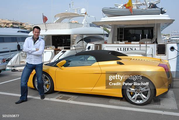 Michael Wendler, Palma de Mallorca, Insel Mallorca, Balearen, Spanien, Europa, Hafen, Yachten, Boote, Yachthafen, Auto, "Lamborghini - Murcielago",...