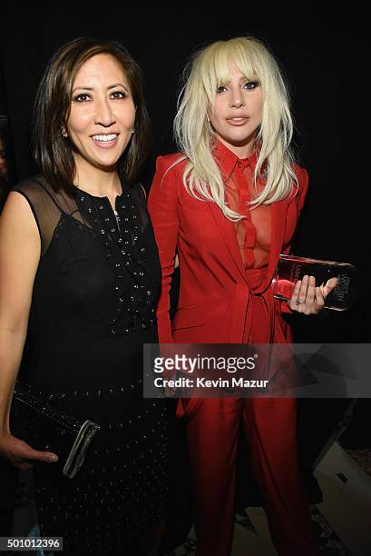 Janice Min and Lady Gaga attend Billboard Women In Music 2015 on Lifetime at Cipriani 42nd Street on December 11, 2015 in New York City.