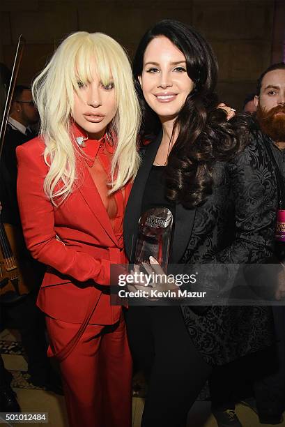 Lady Gaga and Lana Del Rey attend Billboard Women In Music 2015 on Lifetime at Cipriani 42nd Street on December 11, 2015 in New York City.