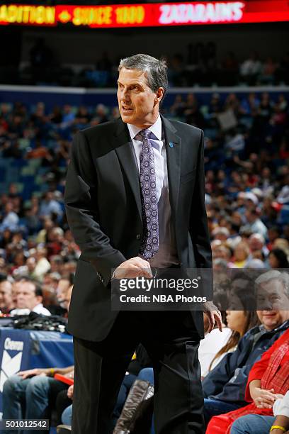 Head coach Randy Wittman of the Washington Wizards looks on against the New Orleans Pelicans on December 11, 2015 at the Smoothie King Center in New...