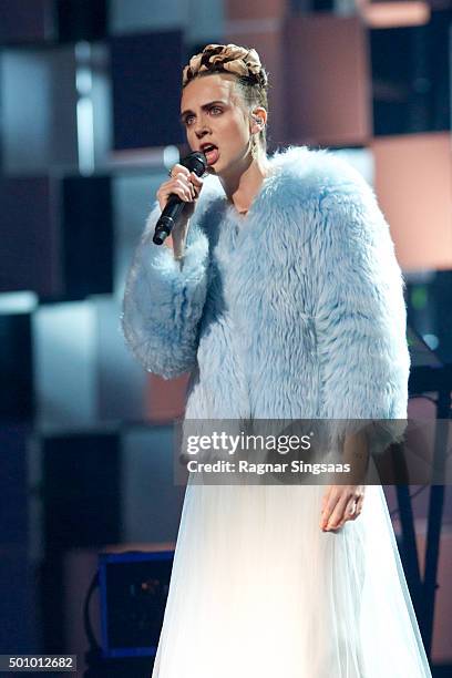 Danish singer/songwriter Mo performs during Nobel Peace Prize concert at Telenor Arena on December 11, 2015 in Oslo, Norway.