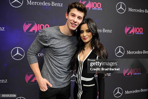 Musicians Shawn Mendes Camila Cabello of Fifth Harmony attend Z100's Jingle Ball 2015 at Madison Square Garden on December 11, 2015 in New York City.
