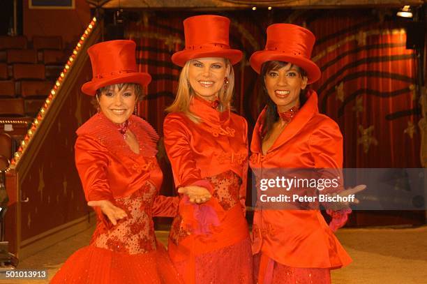 Francine Jordi , Nina Ruge , Arabella Kiesbauer als Zirkus-Direktor, ARD-Benefiz-Zirkus-Gala "Stars in der Manege", München, Deutschland, P.-Nr....